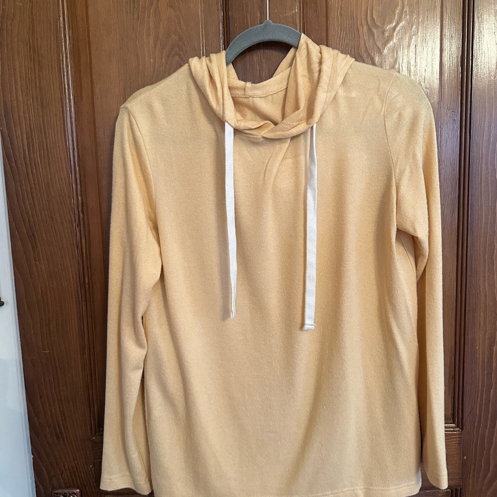 Zyia Light Yellow Boyfriend Hoodie with White Drawstrings